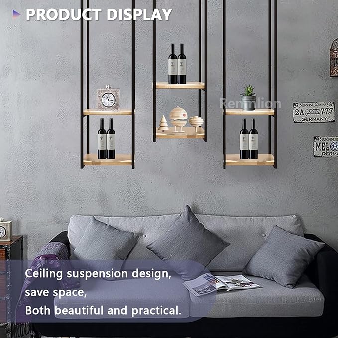 Ceiling Shelf Display Shelves Hanging Shelving Creative Flower Stand Ceiling Mounted Storage Rack Kitchen Pot Rack/Pan Racks Metal Iron Frame for Home Office Restaurant(30x30x85cm)