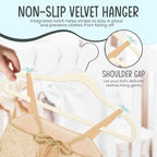 50 Premium Kids Velvet Hangers - 14" Non-Slip Clothes Hangers for Kids & Preteens - Ultra Slim, Space-Saving, Strong & Durable Hangers with 360° Swivel Hook - Ivory