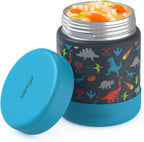 Bentgo Kids Stainless Steel Food Jar - 11oz Leak-Proof Double Insulated Hot or Cold Food Container with Removable Silicone Bumper, Dishwasher Safe, Easy Open Lid, Ages 3+ (Dinosaur)