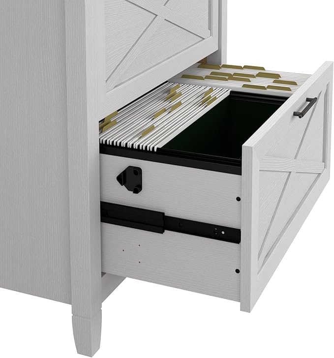 Bush Home Key West 2 Drawer Lateral File Cabinet in Pure White Oak, Document Storage for Home Office, Accent Chest with Drawers