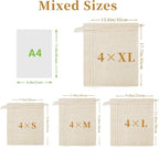 CEYAZYE 16 Pack Reusable Produce Bags, Mesh Vegetable Grocery Bag Washable, 100% Cotton Drawstring Net Storage Bags for Refrigerator, Shopping, Veggies and Fruits, Beach, Transporting, (4 Size)