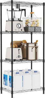 4 Tiers Shelf Metal Storage Shelves Wire Rack Closet Organizers for Garage Kitchen Bathroom Laundry Black 11.8" D x 17.7" W x 41.9" H