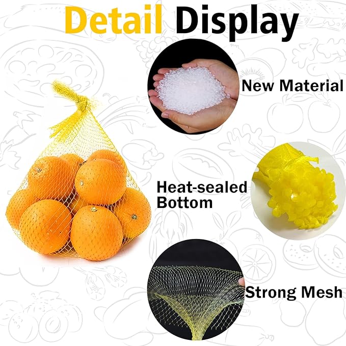 100Pcs Reusable Produce Mesh Bags, 24’’ Seafood Boil Bags for Crab Clam Shellfish Crawfish Cooking, Mesh Produce Bagfor Onion Potato Vegetable & Garden Produce (Yellow)