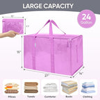 TICONN 2 Pack Extra Large Moving Bags Heavy Duty with Zippers & Carrying Handles, Durable Storage Bags Moving Boxes for Closet Organizers and Storage (2 Pack, Pink)