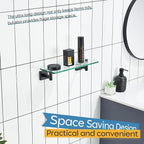 KOKOSIRI Wall Shelves Bathroom Hardware Glass Floating Shelf Small Hanging Rack Storage/Room Decor 12-Inch Oil Rubbed Bronze 2 Pack B1105ORB-L12-P2