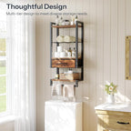 HOOBRO Wall Mounted Towel Rack with Shelf and Drawer, Bathroom Wall Storage Shelf with Towel Bar, Space Saving Over Toilet Organizer for Bathroom, Rustic Brown BF11LB01