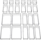 SMARTAKE 22-Piece Drawer Organizer with Non-Slip Silicone Pads, 4-Size Clear Desk Drawer Organizer Trays Storage Tray for Makeup, Jewelries, Utensils in Bedroom Dresser, Office and Kitchen, Clear