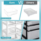Vtopmart Plastic Drawer Storage Orangizer, 4 Tier 6 Drawers with Wheels for Office Supplies, Art Crafts, Under Desk Storage for Office, Bathroom, Dresser, 1 Pack/Clear