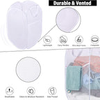BATTOO Deluxe Strong Mesh Pop up Laundry Hamper Basket with Side Pocket for Laundry Room, Bathroom, Kids Room, College Dorm or Travel 2 Pack White