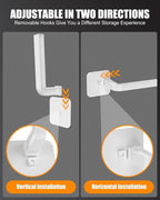 Hat Rack for Hat Storage (8-Pack), Multi-Purpose Hat Organizer, Strong Adhesive Hat Hooks for Wall Hat Organizer for Baseball Caps, Two Mounting Options Hat Hook, White