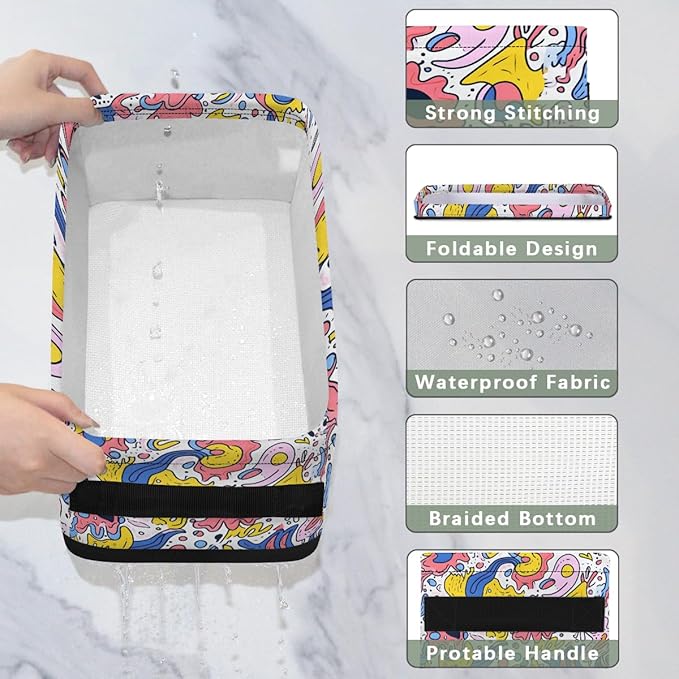 Bathroom Storage Basket Waterproof Foldable Storage Bins with Handles Decorative Toilet Paper Basket for Organizing House Bathroom Toiletries