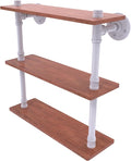Allied Brass P-490-16-TWS-WHM Pipeline Collection 16 Inch Ironwood Triple Shelf, Matte White