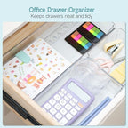 6 Pack Large Clear Plastic Drawer Organizer Trays, Desk Drawer Organizers and Storage Dividers, Non-Slip Storage Bins for Jewelry, Snacks, Office, Bathroom, Bedroom and Kitchen