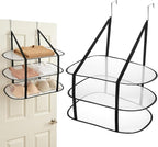 2 Pcs Flat Over The Door Folding Drying Rack, 3 Tier Black Large Laundry Hanging Dryer Sweater Drying Rack Mesh Clothes Hanging Fold Flat Dry Hanger for Small Spaces, Apartments, Dorms, Bathrooms