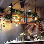 Hanging Ceiling Shelf Nordic Iron Solid Wood Ceiling Shelves, 2 Tier Ceiling Mounted Storage Rack, Hanging Decorative Flower Stand, for Kitchen/Bar/Restaurant, Black (Size : 140x30