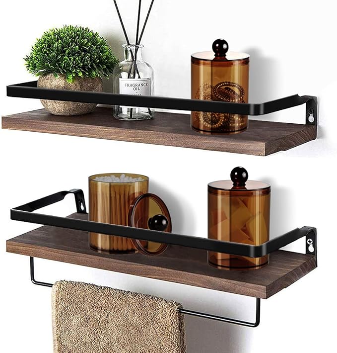SheeChung 4-Pack Amber Acrylic Apothecary Jars - (2) 15oz & (2) 12oz Qtip Holder Set - Shatterproof Bathroom Vanity Organizer for Cotton Swabs,Balls,Pads - Modern Farmhouse Decor