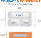 Small Snack Containers for Kids Toddlers - 3 Compartments (Set of 2) - Leak-proof Reusable Snack Boxes with Lids - BPA-Free Mini Bento Lunch Box - Ideal for School,Holds 2 Cups (Teal Blue + Orange)
