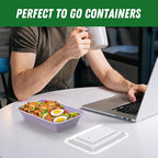 50 Pack (100-Piece) 32 oz Meal Prep Containers Reusable with Easy Open Lids, Sturdy Leakproof Food Safe, Microwave Freezer Dishwasher Safe, To Go Take Out Plastic Food Storage Pans with Lids, Lilac
