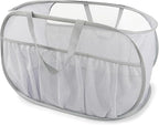 Collapsible Laundry Baskets, Upgrade Pop Up Laundry Hamper with Convenient Bags, Foldable Laundry Basket Mesh Light Weight, Easy to Carry Clothes Hampers for Laundry, Dorm, Toys, Travel Grey