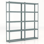 Giantex 5-Tier Storage Shelves Set of 2, Height Adjustable Metal Storage Utility Rack Shelf with Anti-Tipping Device, Heavy Duty Garage Shelving for Warehouse, Basement, 35.5" x 12" x 72", Grey