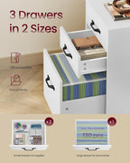VASAGLE Mobile File Cabinet, 3 Drawers Filing Cabinet with Wheels, for Home Office, for A4, Letter Sized Documents, Adjustable Hanging Rail for File Folders, Cloud White UOFC065WB02S