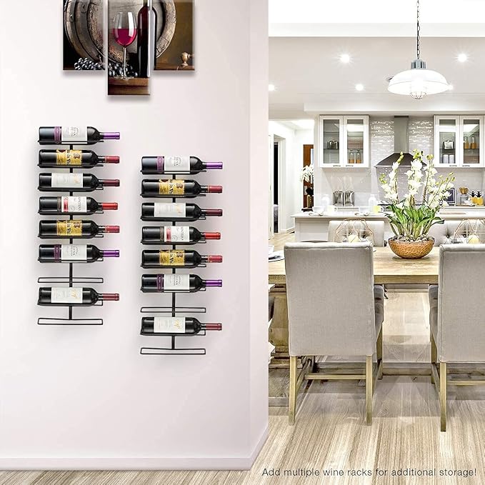 Sorbus Wall Mount Wine Rack 2-Pack – Holds 9 Bottles Each – Black Metal Wine Bottle Holders for Wall, Modern Wine Rack for Home Bar, Kitchen