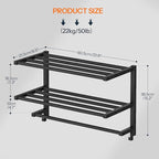 HOOBRO 23.8" Towel Rack for Bathroom, 3 Tier Towel Shelf with Tower Bars, Bathroom Storage Organizer for Towels and Toiletries, Towel Holder Wall Mounted with 2 Hooks, Black BK08LB01