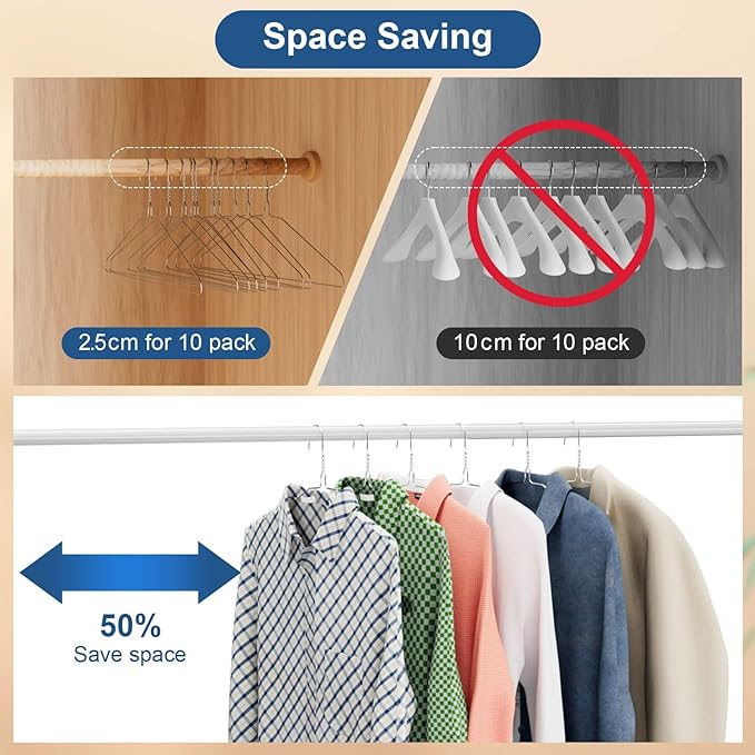 SPECILITE Wire Metal Clothes Hangers Bulk 150 Pack for Standard Size Suits, Coats, Shirts, Pants, Skirts, Space Saving, Non Slip,16 Inch 12 Gauge Ultra Thin, Silver