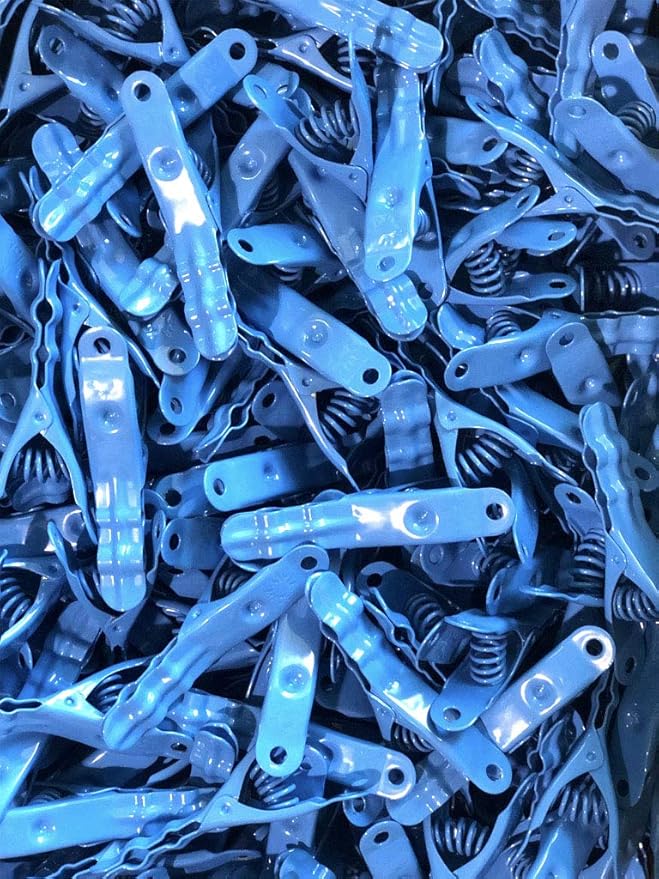 Extreme Clothespins | Pacific Blue | Solid 304 Stainless Steel | 20 Pack | Heavy Duty | Anti-Rust | Bright Color | Clothes Pins | Chip Clips | Lifetime Product | No Plastic Parts | Made in Italy