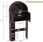 Over The Toilet Storage Cabinet, Bathroom Organizer Over Toilet, Arched Storage Organizer Cabinet with Anti-Tip Device and Adjustable Shelf for Washroom Laundry and Restroom, Espresso