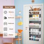 Holds 60 Caps Over the Door Hat Organizer for Baseball Caps,5-Tier Large Capacity Hat Rack Storage for Closet Door, Clear Deep pockerts Hanging Holder with 3 Hooks, Grey