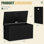 JUMMICO 270 Gallon Outdoor Storage Deck Box with Divider, Double Wall Storage Box with Lockable Lid for Garden Tools, Pools Supplies (Black)