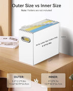 Oterri Cardboard File Organizer Box for Hanging File Folders Letter Size,File Box for Computer Desk,File Cabinet,Working Home,Office,Classroom (White, Letter Size - 6 Packs)