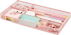 Annova Desk Drawer Organizer Tray for Office Organization - Metal Mesh - Storage Tray with Dividers for Pens, Desktop Accessories, Bathroom, Kitchen, Makeup and Office Supplies (Small, Light Pink)