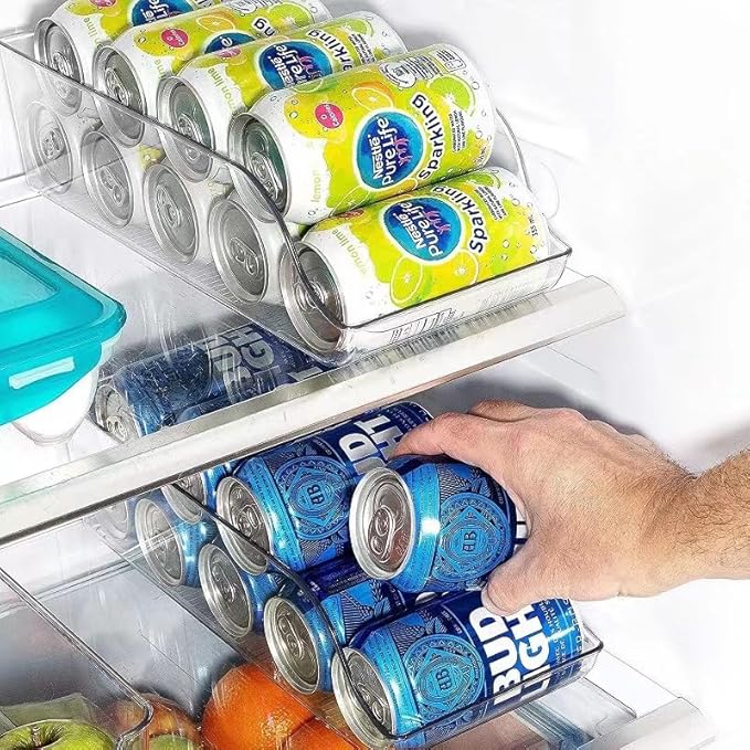 Space-Saving Stacking Can Dispensers， Stackable Beverage Drink Soda Can Dispenser Organizer Holder for Refrigerator Cabinet Pantry Storage Sack Canning Racks,2 Pack