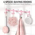YASONIC Shower Caddy, 6 Pack Large Capacity Bath Organizer with Soap Holder and 12 Hooks, Rustproof Shower Shelves for Inside Shower, No Drilling&Sleek Bathroom Organizers and Storage Pink