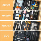 6 PCS Large Drawer Organizer, 3 Sizes Plastic Versatile Desk Drawer Organizer Trays, Kitchen Drawer Organization and Plastic Storage Bins for Makeup, Vanity, Kitchen, Utensils, Office, Bathroom