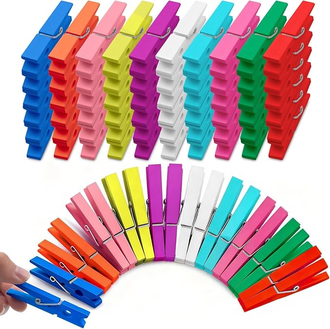 80 Pcs Wooden Colored Clothespins - 2.9 Inch Colorful Decorative Clothespins for Photo Walls, Classroom Teaching & DIY Crafts, 10 Colors 8 Pcs Each