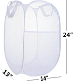2 Pack Laundry Basket,Foldable Mesh Popup Laundry Hamper with Durable Handle,Easy to Open and Fold for Dorm, Laundry Room, Bedroom, RV(White+ White)…
