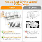 FLSEPAMB 2 Pack 10-Tier Pan Organizer Adjustable Lid Organizer Kitchen Organizers and Pan Organizer and Storage Pot Heavy Duty Pot Lid Organizer for Kitchen Under Sink Storage Drawer