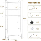 3-Tier Over The Toilet Storage Rack - Freestanding Bathroom Shelf Organizer with Toilet Paper Holder & 3 Hooks, Space-Saving Sturdy Rust-Resistant Design, 62" H White