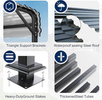 12x20 Metal Carport Carports with Enhanced Base Heavy Duty Garage Outdoor Galvanized Car Shelter for Car, Boats and Truck