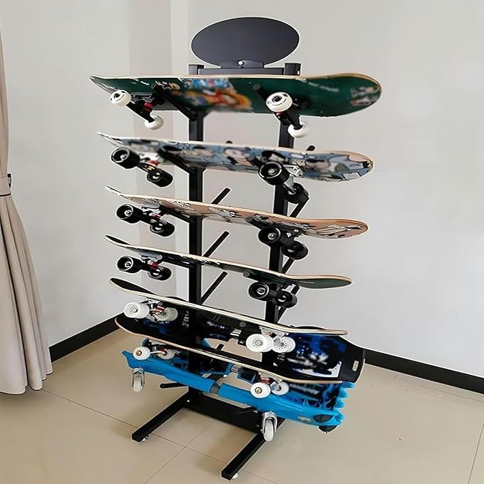 Ski Storage Rack for Garage,7 Layers Freestanding Ski Holder,Heavy Duty Iron Ski Storage Organizer, Snowboard Floor Display Stand Storage Rack for Shop Home(37x55x165inch, White)