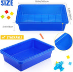 Hoteam 10 Pcs Flat Storage Organizer Tray Bin Letter Size Paper Tray for Classroom Plastic Stackable File Organizer for School Office Teacher Book Organization（ Blue, 13.78 x 9.84 x 3.15 Inch）