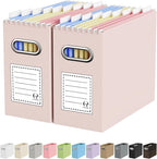 Oterri Cardboard File Organizer Box for Hanging File Folders Letter Size,File Box for Computer Desk,File Cabinet,Working Home,Office,Classroom (Light Pink, Letter Size - 2 Packs)