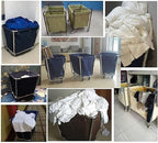 Rolling Laundry Cart with Waterproof Liner Bag, Removable Thick Oxford Cloth Storage Bags for Commercial and Home Use