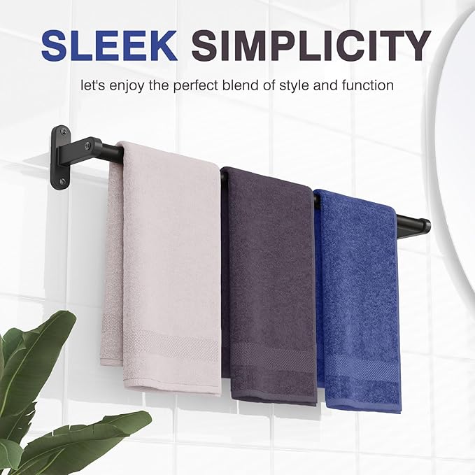 Matte Black Towel Rack for Bathroom - 24" Rustproof Towel Holder, Sturdy Towel Bar Wall Mounted, Space-Saving Towel Hanger, Bathroom Accessories, Home Decor, Apparment Essentials