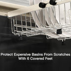 MAJALiS Over The Sink Dish Drying Rack for Small Kitchen Counter Space Saving, Expandable Stainless Steel Compact RV Plate Drain Strainer in Silver Wire Metal with Hanging Adjustable Utensil Holder