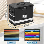 Fireproof Document Box - Fireproof File Organizer with Lock, Portable File Box with Handle, Portable Home Office File Cabinet for Hanging Letter/Legal Folder (12.3 x7.7 x10.5in)