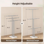 ELYKEN Standing Towel Racks for Bathroom, 3-Tier Floor Towel Holder Stand with Weighted Marble Base, Freestanding Bath Towel Rack, Width Adjustable & Stainless Steel Brushed Finish